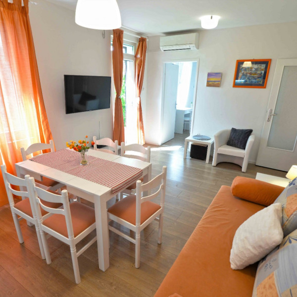 Living room, Beach apartment KATE - sea view, terrace, garden & parking (4 pers.), Murter - Dalmatia, Holidays in Croatia Hrvatska